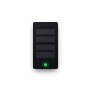 Ein Server mit grün leuchtender Statusanzeige – betreut und überwacht
