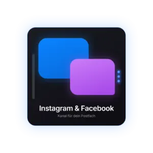 Zwei ineinandergreifende Chat-Blasen für zwei Kanäle — Instagram und Facebook an das gemeinsame Postfach anbinden