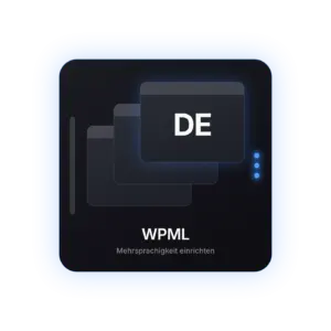 Dieselbe Seite dreifach gestapelt mit den Sprachkürzeln DE, EN und FR — Mehrsprachigkeit mit WPML einrichten