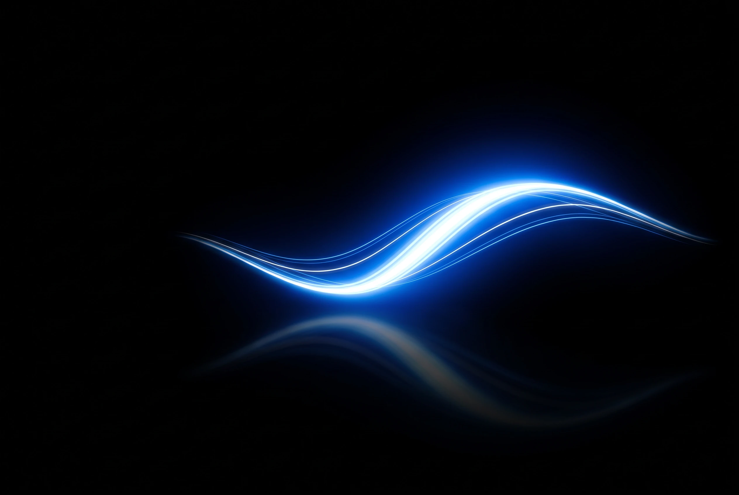 Ein leuchtendes Band aus blauem Licht auf schwarzem Grund, wie eine Stimme